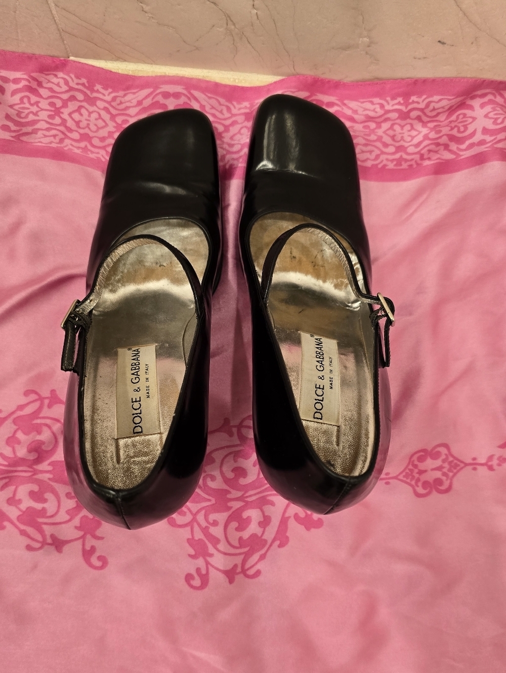 Dolce & Gabbana Leather Vintage mary jane classic square toe Block Heel 37.5 - Picture 11 of 11